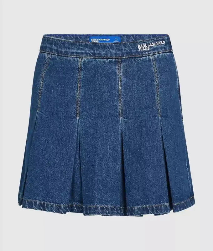 Mini-jupe plissée en denim Mini-jupe plissée en denim