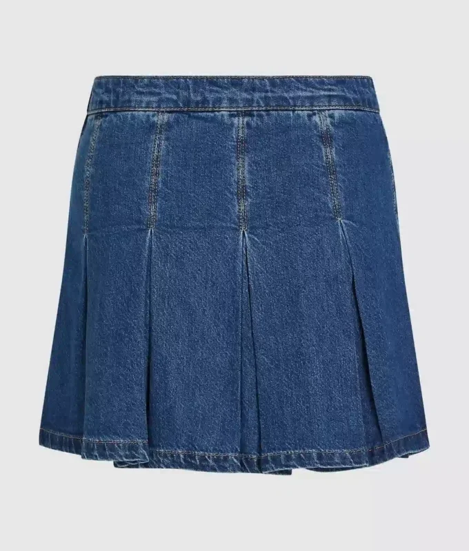 Mini-jupe plissée en denim Mini-jupe plissée en denim