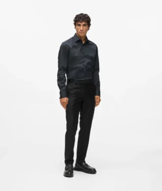 Pantalon ajusté en laine mélangée