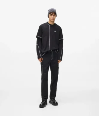 Pantalon cargo à coutures contrastées