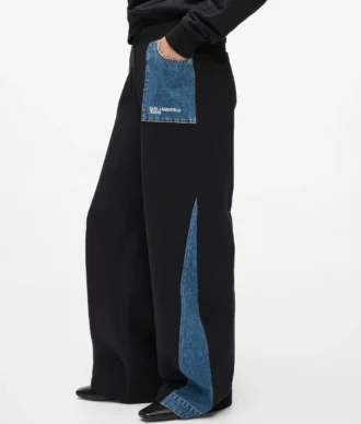 Pantalon de survêtement à empiècements en denim