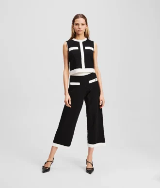 PANTALON EN MAILLE À Passepoil contrasté