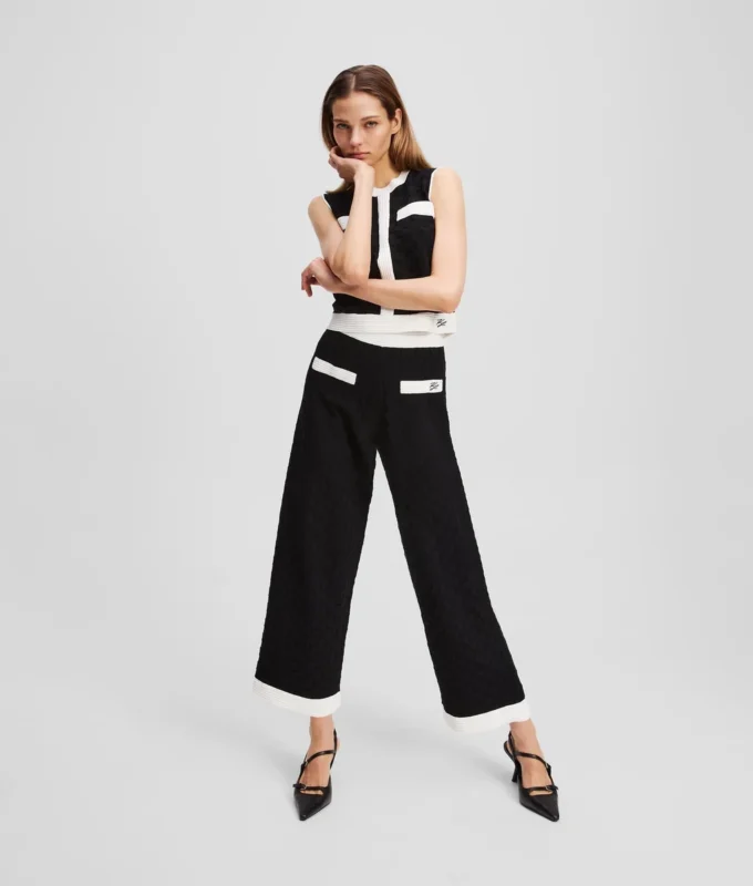 PANTALON EN MAILLE À Passepoil contrasté PANTALON EN MAILLE À Passepoil contrasté