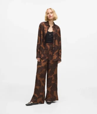 Pantalon à imprimé éventail