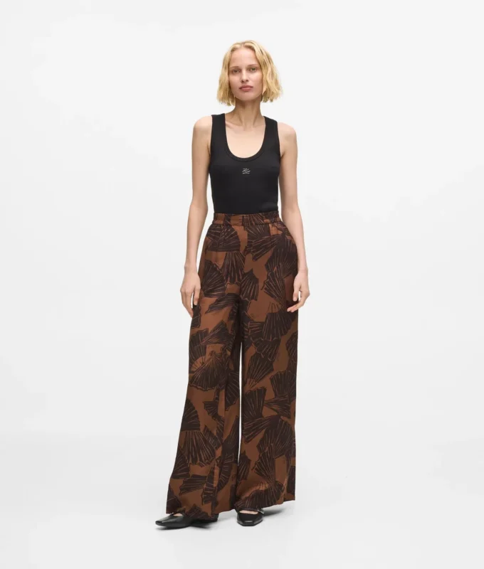 Pantalon à imprimé éventail
