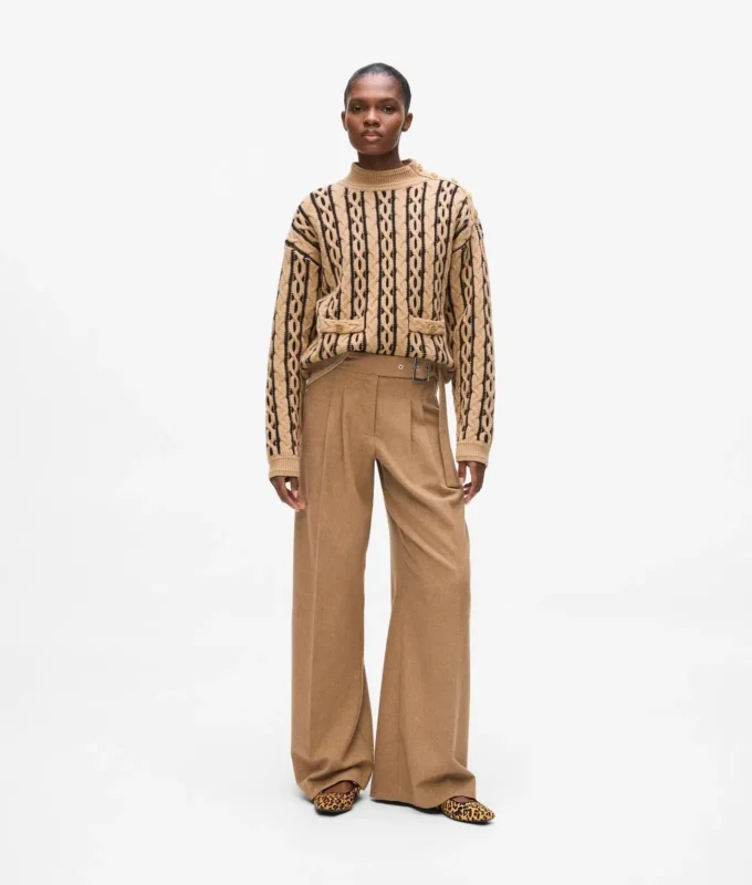Pantalon large en laine mélangée Pantalon large en laine mélangée