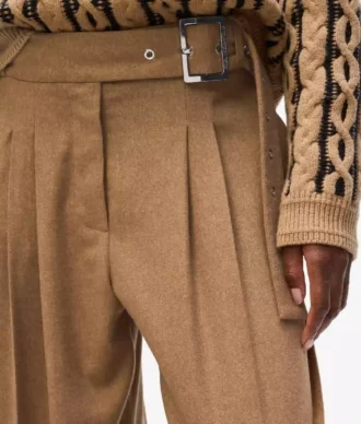 Pantalon large en laine mélangée