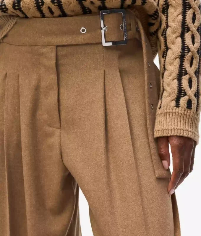 Pantalon large en laine mélangée Pantalon large en laine mélangée
