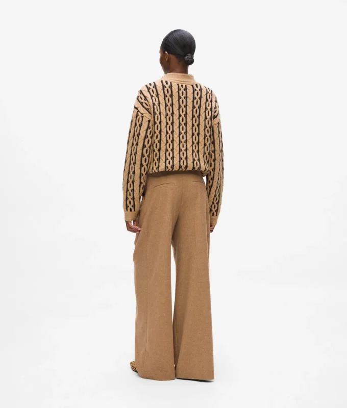 Pantalon large en laine mélangée Pantalon large en laine mélangée
