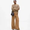 Pantalon large en laine mélangée Pantalon large en laine mélangée