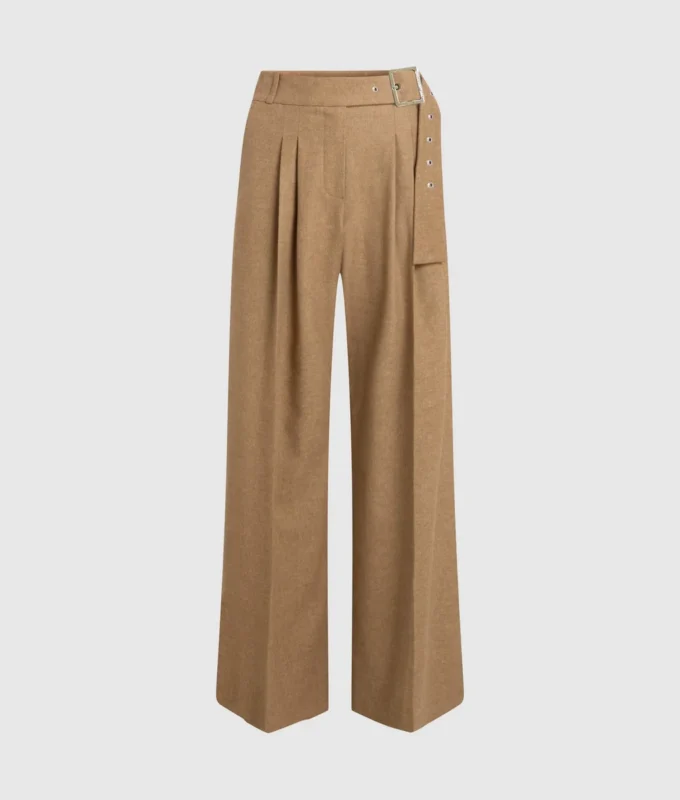 Pantalon large en laine mélangée Pantalon large en laine mélangée