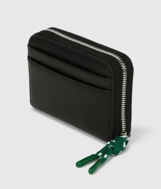 Petit portefeuille zippé Ikon lisse