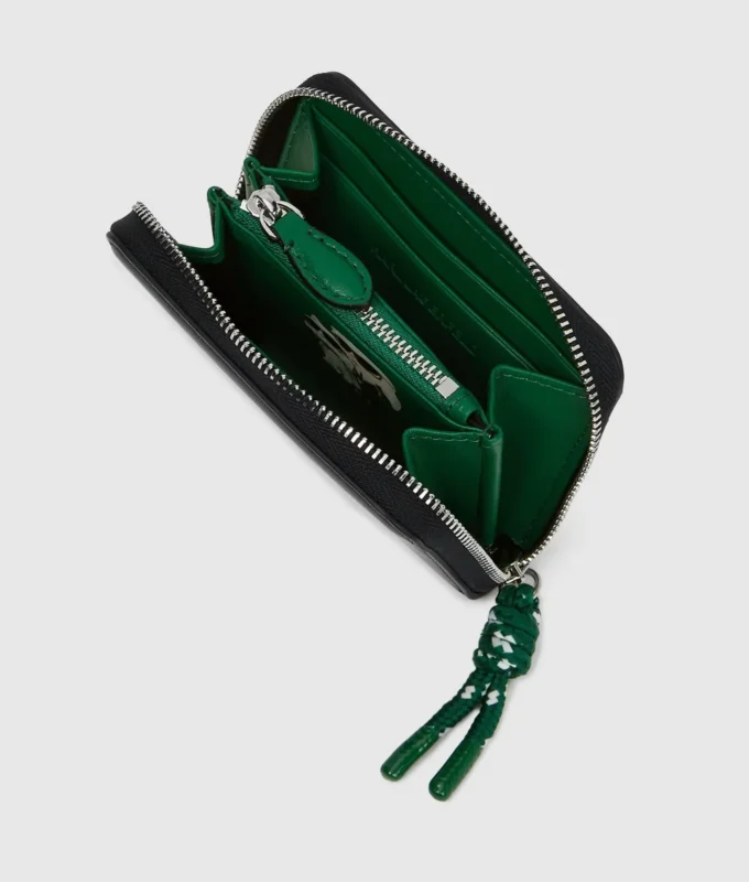 Petit portefeuille zippé Ikon lisse