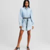 ROBE CHEMISE EN JEAN À MANCHES BOUFFANTES