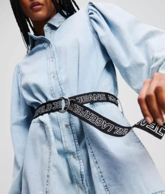 ROBE CHEMISE EN JEAN À MANCHES BOUFFANTES