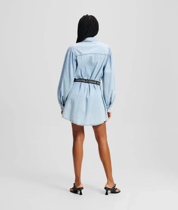 ROBE CHEMISE EN JEAN À MANCHES BOUFFANTES
