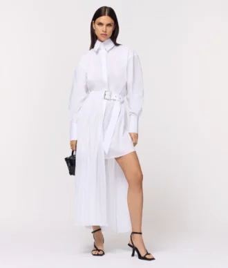Robe chemise à panneaux plissés
