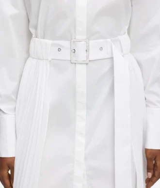 Robe chemise à panneaux plissés