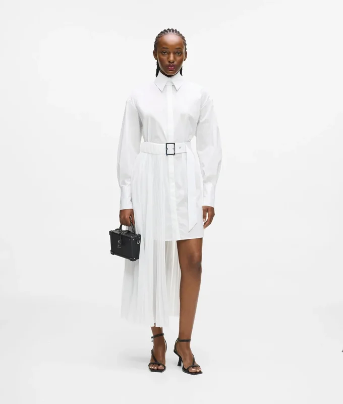 Robe chemise à panneaux plissés Robe chemise à panneaux plissés