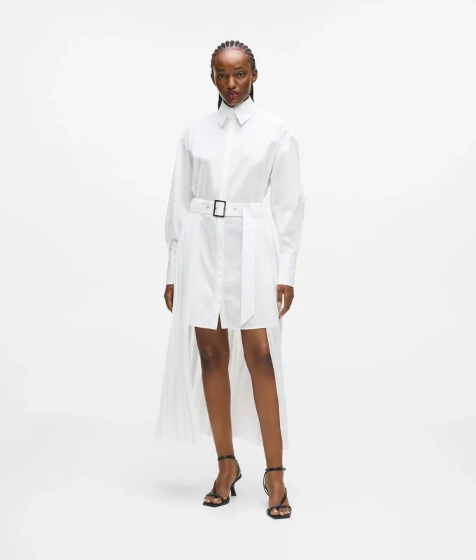 Robe chemise à panneaux plissés Robe chemise à panneaux plissés