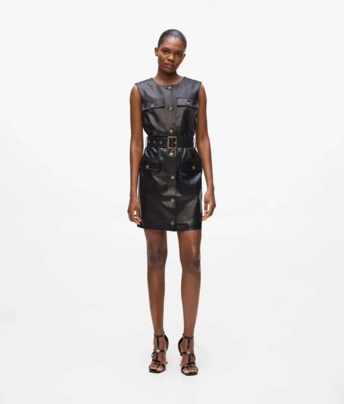 Robe en cuir avec boutons Robe en cuir avec boutons