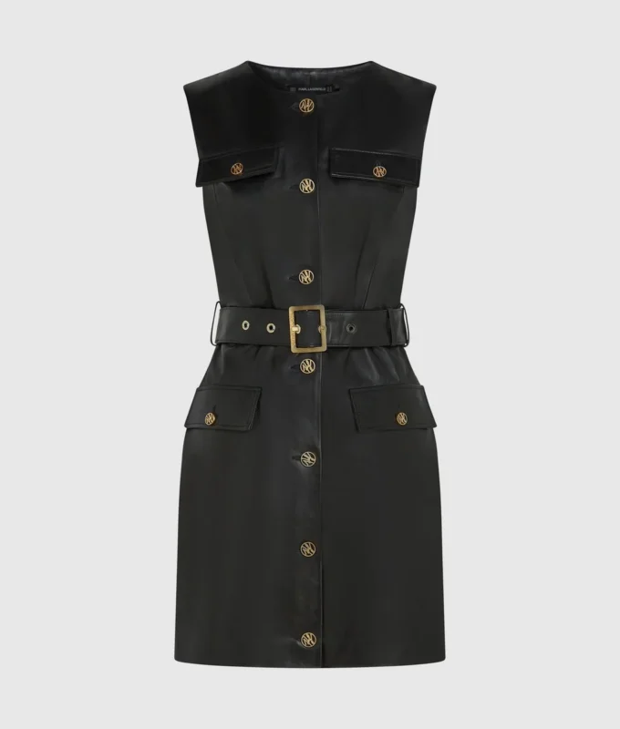 Robe en cuir avec boutons Robe en cuir avec boutons