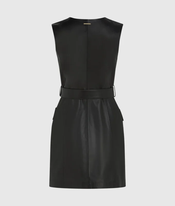 Robe en cuir avec boutons Robe en cuir avec boutons