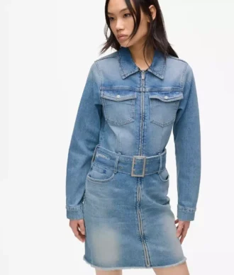 Robe en jean à ceinture