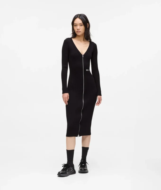 Robe en maille avec fermeture éclair sur le devant Robe en maille avec fermeture éclair sur le devant