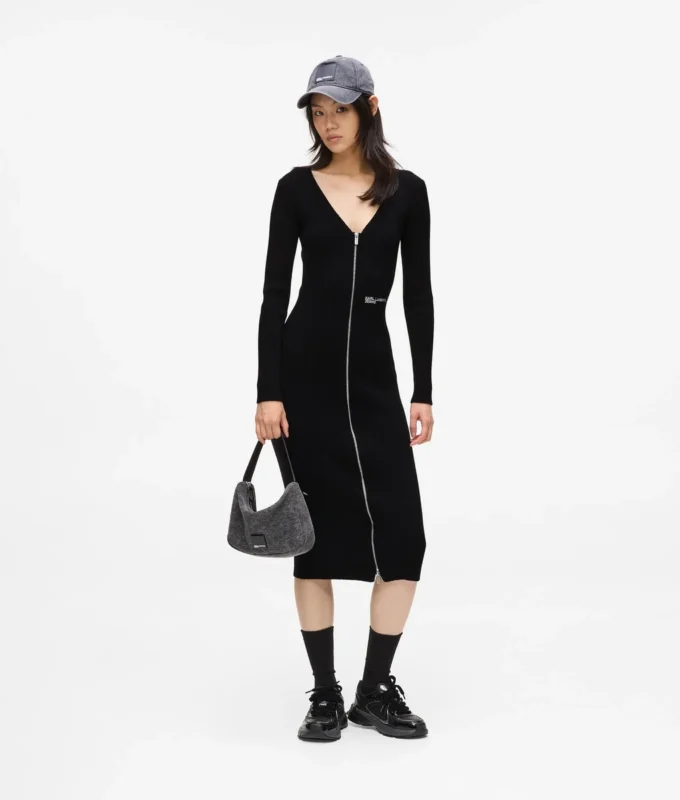 Robe en maille avec fermeture éclair sur le devant Robe en maille avec fermeture éclair sur le devant