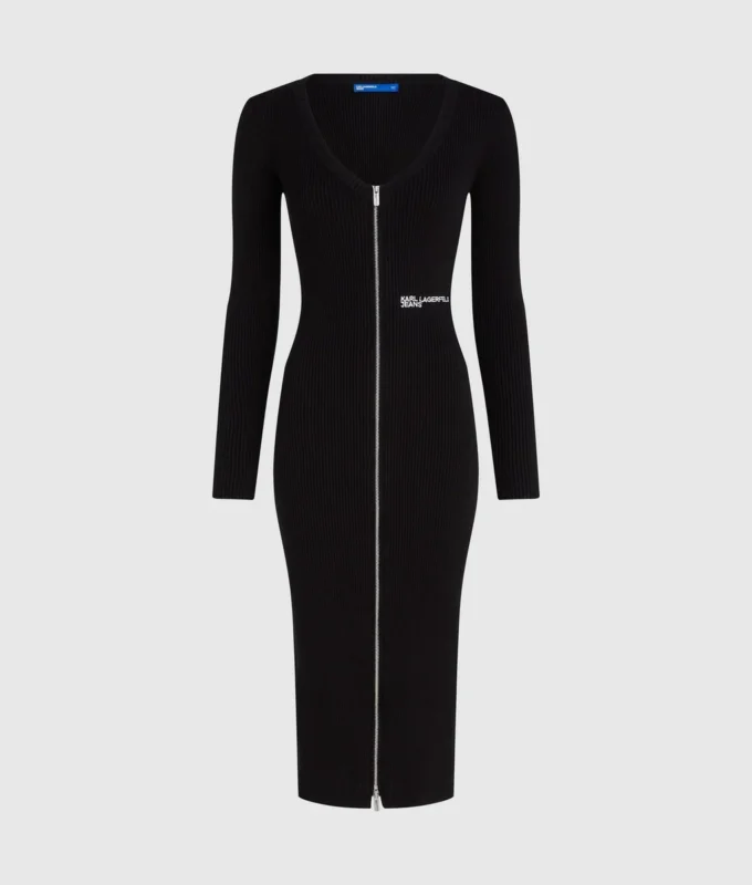 Robe en maille avec fermeture éclair sur le devant Robe en maille avec fermeture éclair sur le devant