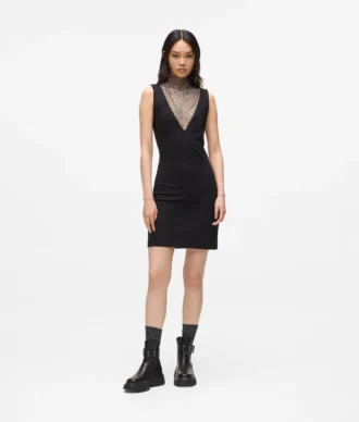 Robe en maille strass à col en V