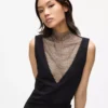 Robe en maille strass à col en V Robe en maille strass à col en V