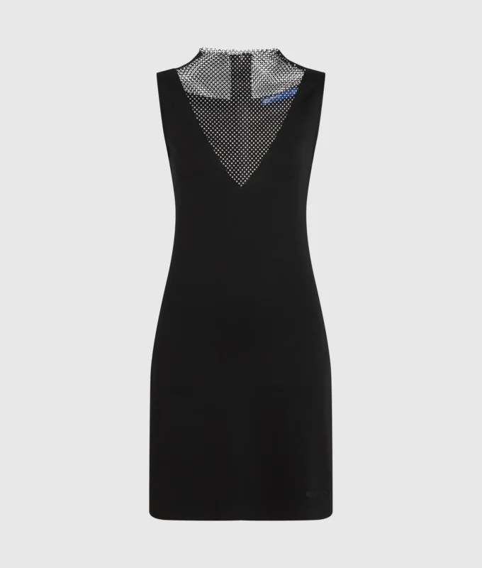 Robe en maille strass à col en V Robe en maille strass à col en V