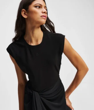 ROBE EN MÉLANGE DE TISSUS