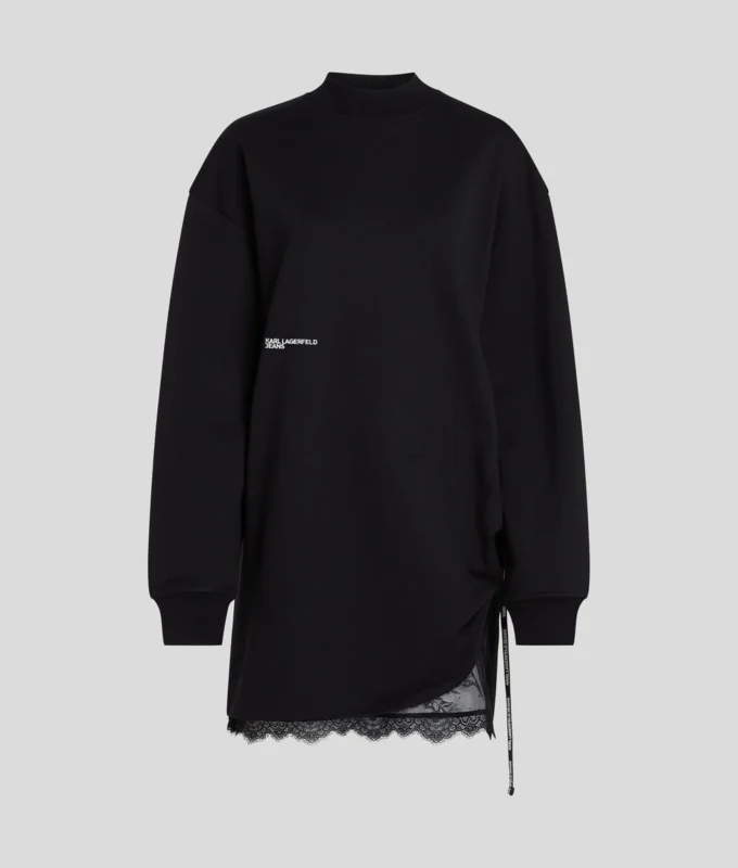 ROBE EN MOLLETON AVEC DÉTAILS EN DENTELLE ROBE EN MOLLETON AVEC DÉTAILS EN DENTELLE