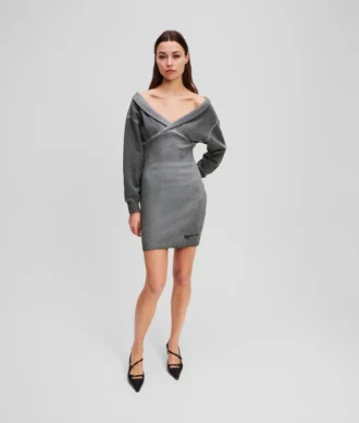 ROBE EN MOLLETON À ÉPAULES DÉNUDÉES