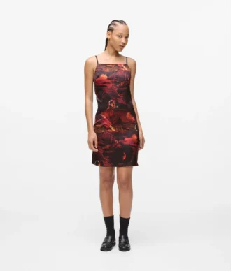 Robe en satin imprimée intégralement