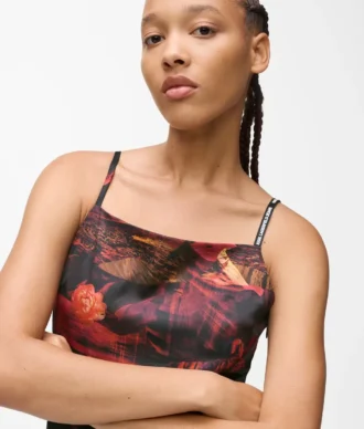 Robe en satin imprimée intégralement