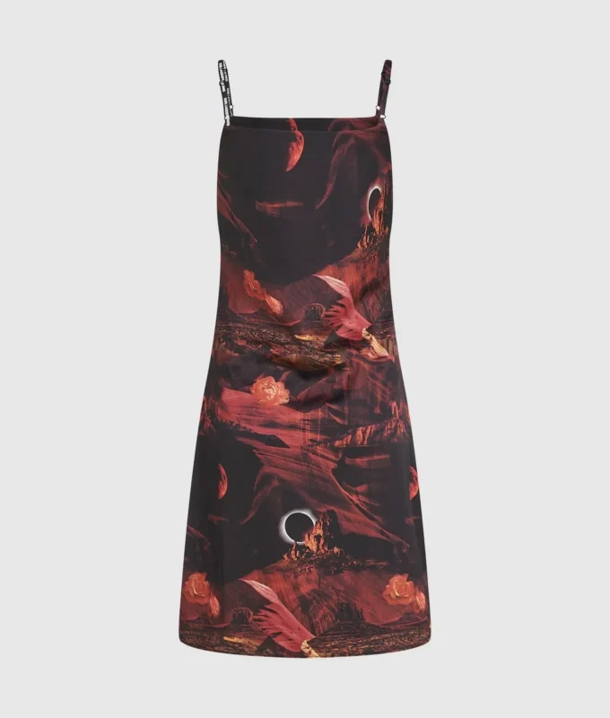 Robe en satin imprimée intégralement Robe en satin imprimée intégralement