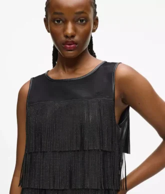 Robe à franges en simili cuir