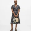 Robe à imprimé éventail et col en V