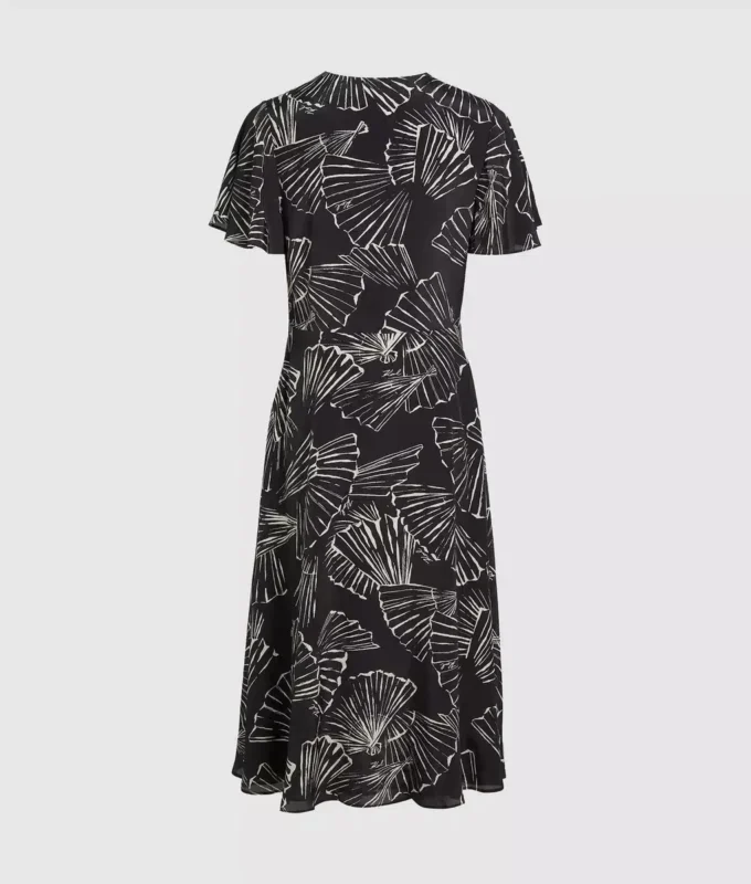 Robe à imprimé éventail et col en V