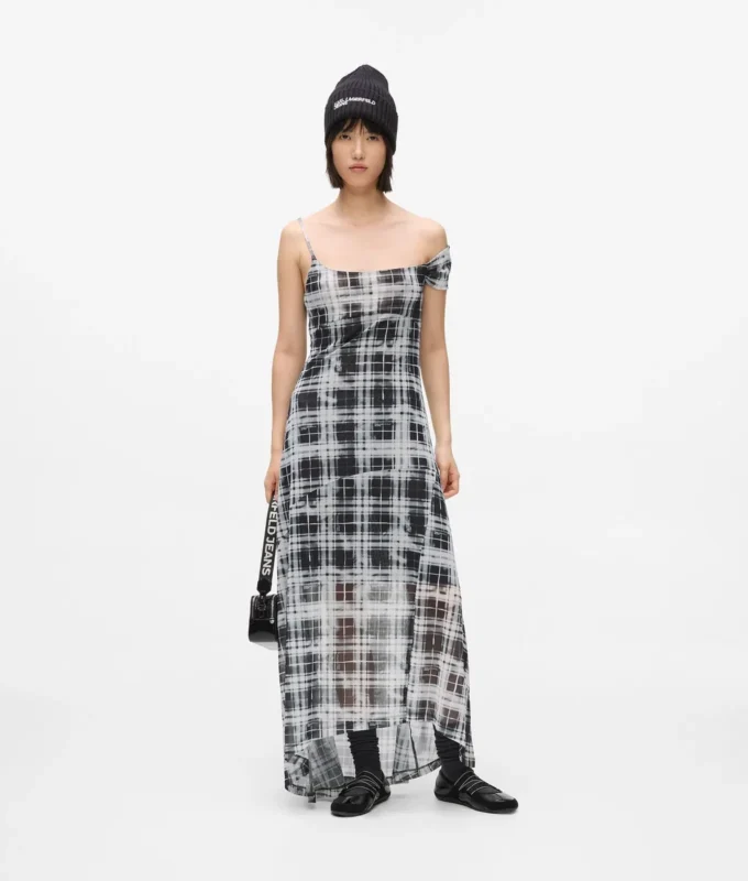 Robe longue en maille à carreaux Robe longue en maille à carreaux