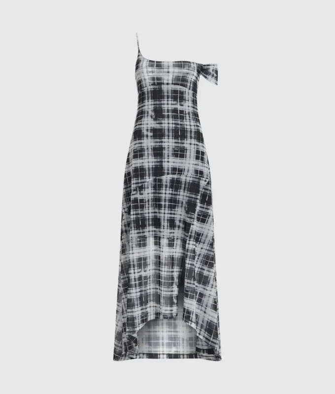 Robe longue en maille à carreaux Robe longue en maille à carreaux