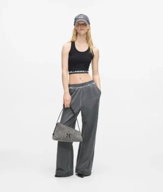 Sac à bandoulière en denim géométrique