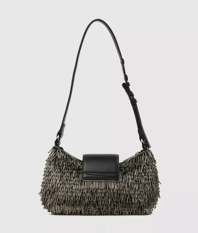 Sac à bandoulière K/Signature avec perles en forme de lune Sac à bandoulière K/Signature avec perles en forme de lune