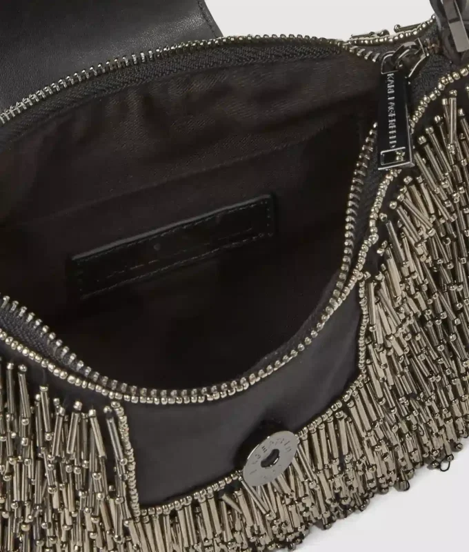 Sac à bandoulière K/Signature avec perles en forme de lune Sac à bandoulière K/Signature avec perles en forme de lune
