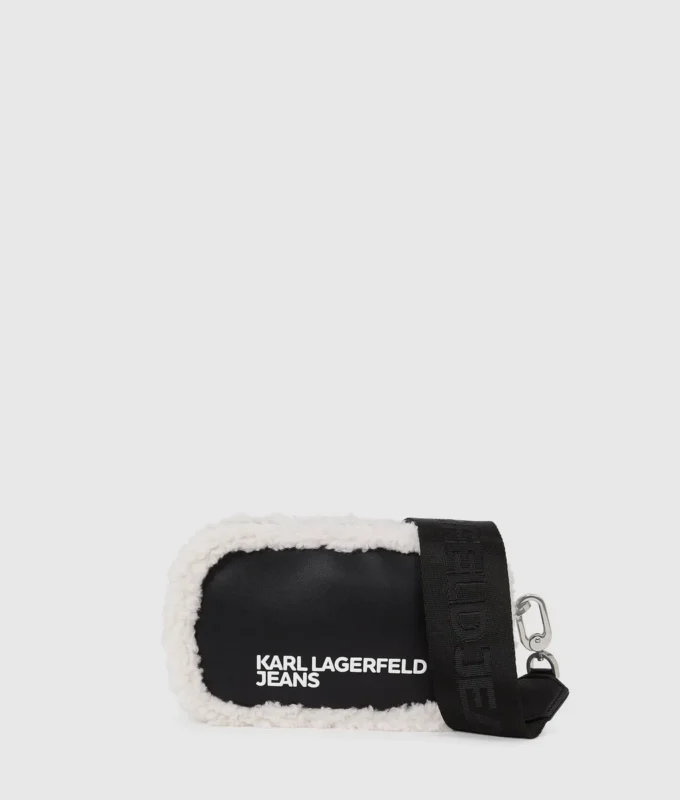 Sac à bandoulière pour appareil photo en peau lainée