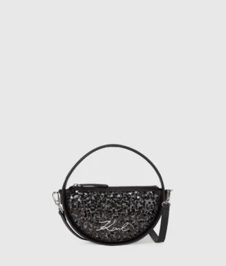 Sac à bandoulière rond à paillettes K/Signature Sac à bandoulière rond à paillettes K/Signature